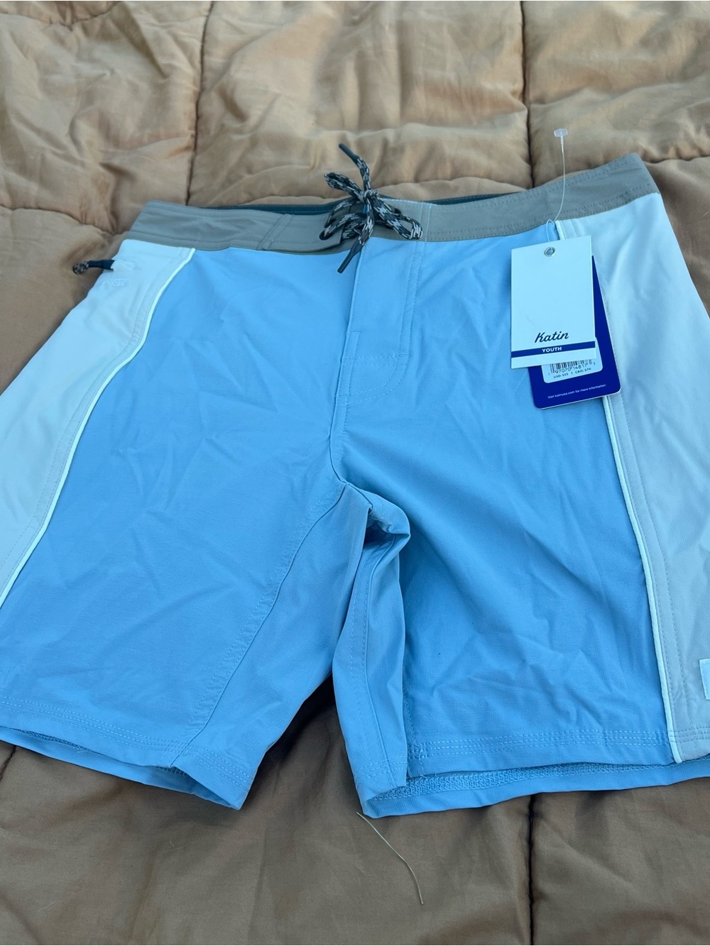 Katin OTG Boys Archer Surf Sky Blue Sea Foam Swim Trunks Size 27